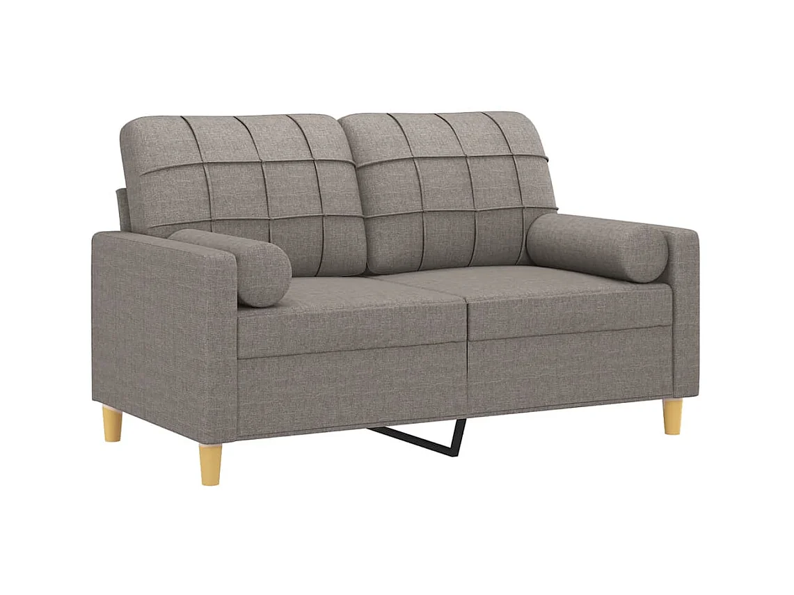 Canapé à 2 places avec oreillers décoratifs taupe 120 cm tissu OID1631