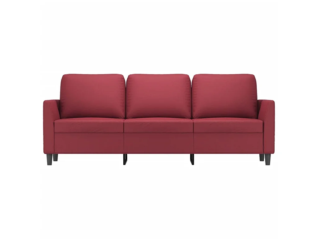 Sofá de 3 plazas de cuero sintético rojo vino 180 cm ES15026