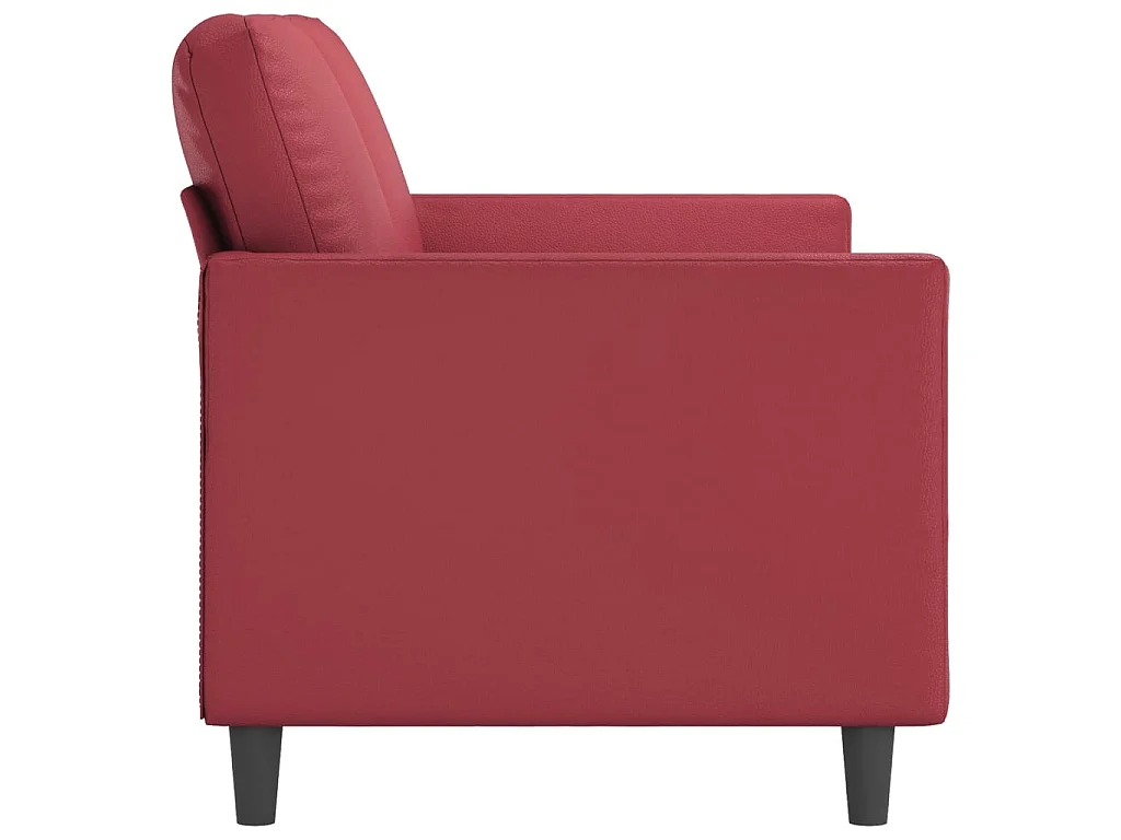 Sofá de 3 plazas de cuero sintético rojo vino 180 cm ES15026