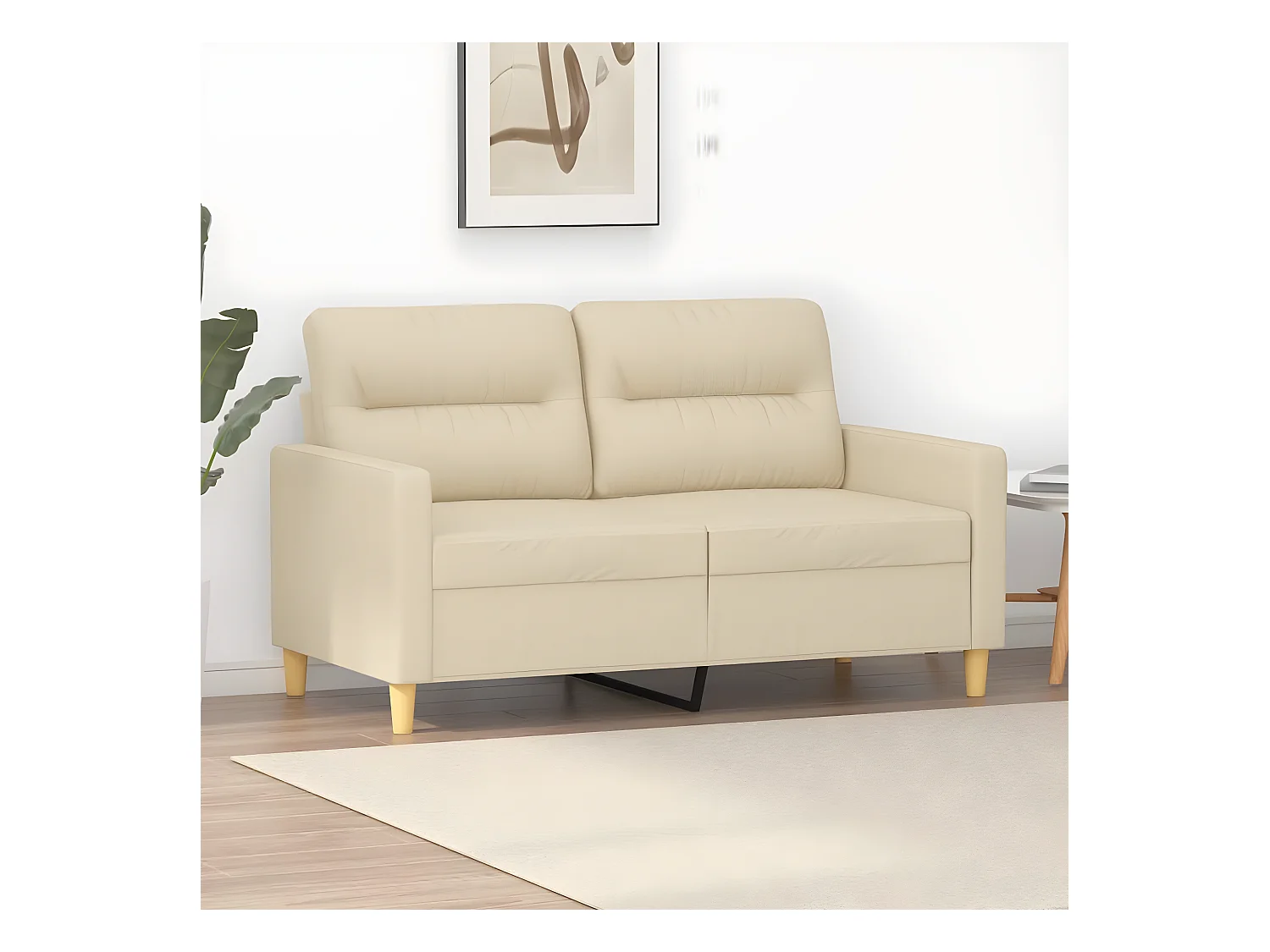 Sofá de 2 lugares tecido 120 cm cor creme PT848887