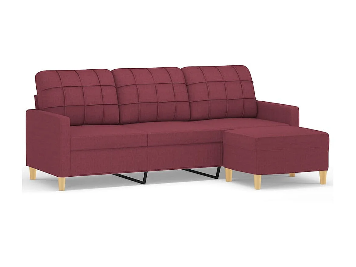 Canapé à 3 places avec repose-pieds Rouge bordeaux 180 cm Tissu OID9940