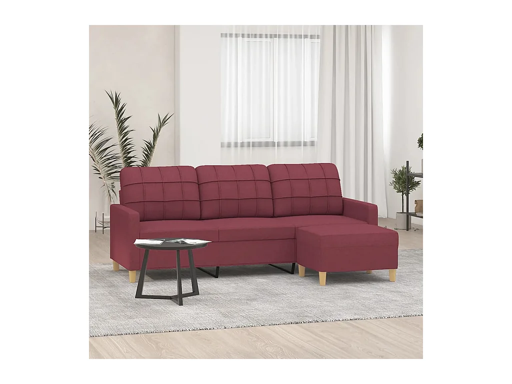 Canapé à 3 places avec repose-pieds Rouge bordeaux 180 cm Tissu OID9940