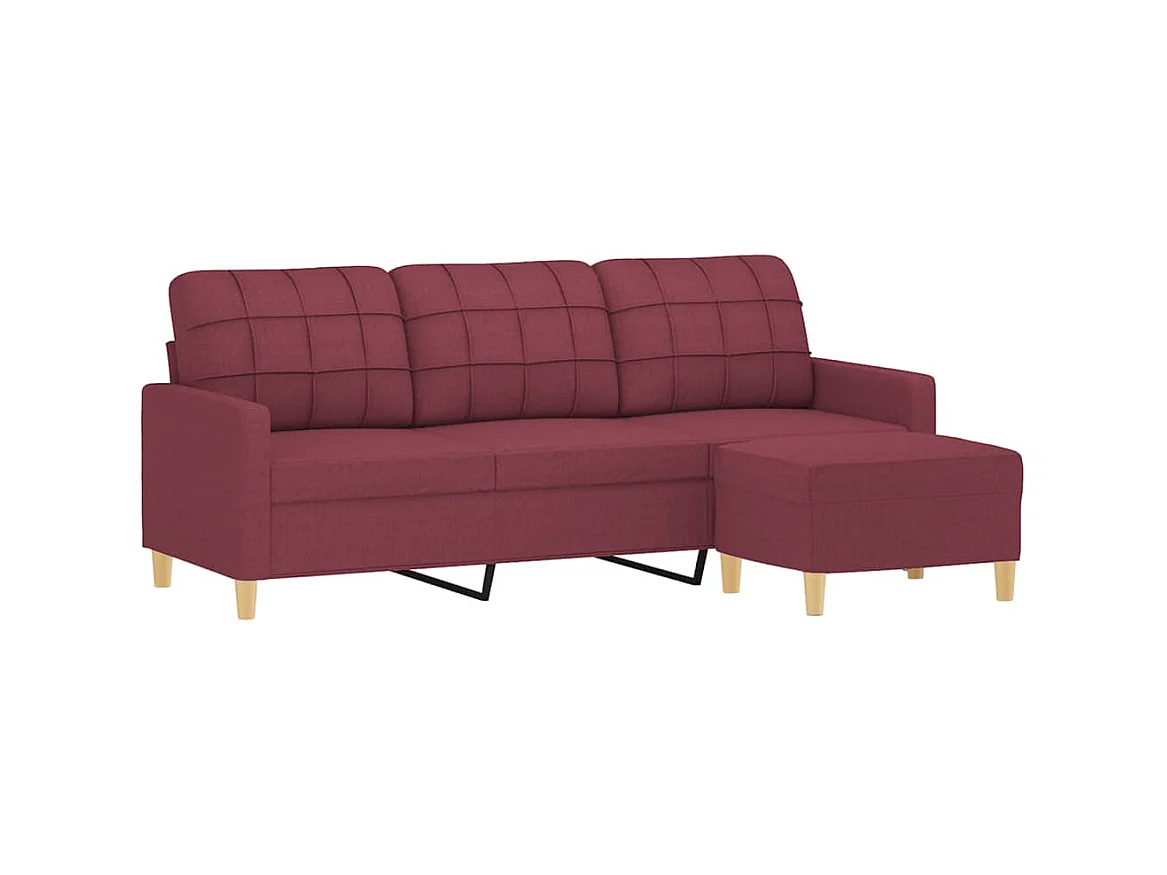 3-Sitzer-Sofa | Wohnzimmersofa mit Hocker Weinrot 180 cm Stoff -gkd284222