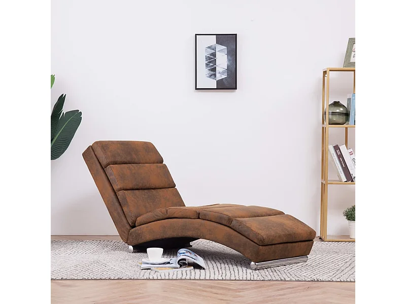 Diván de piel de ante artificial marrón PWFG30440