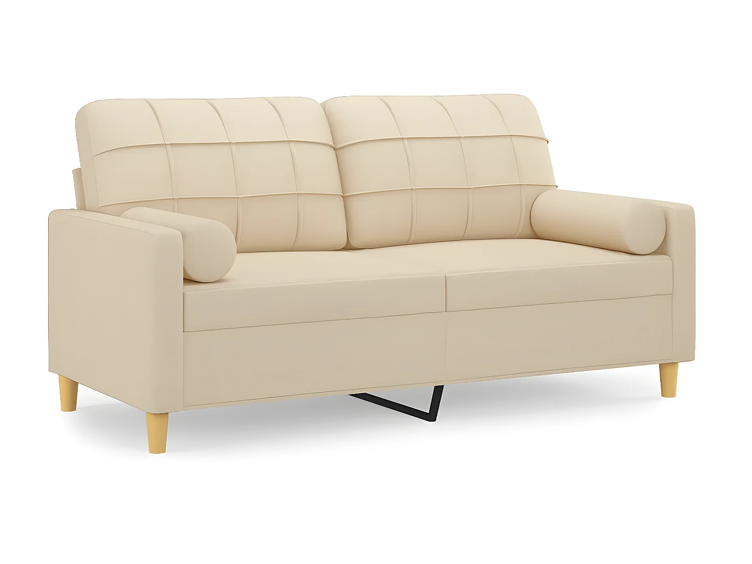 Canapé à 2 places avec oreillers décoratifs crème 140 cm tissu OID1114