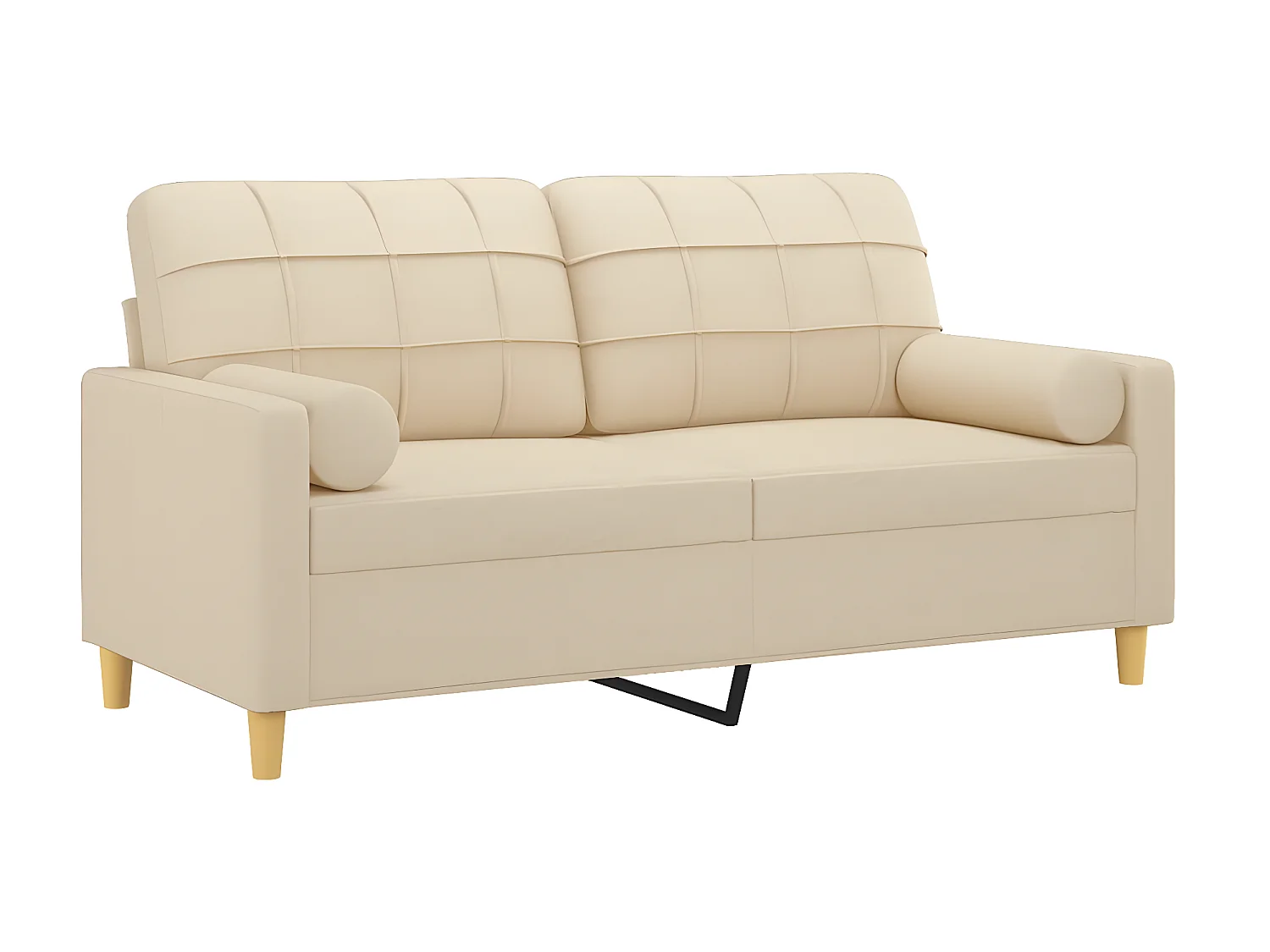 Canapé à 2 places avec oreillers décoratifs crème 140 cm tissu OID1114