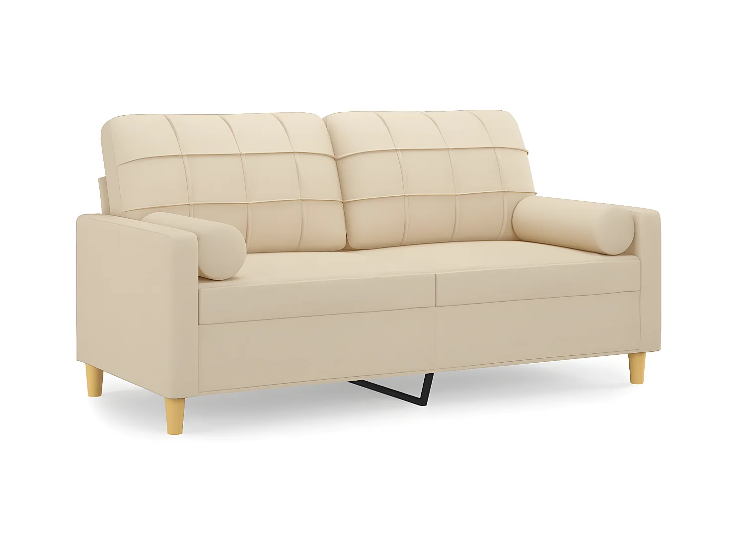2-Sitzer-Sofa | Wohnzimmersofa mit Zierkissen Creme 140 cm Stoff -gkd885354