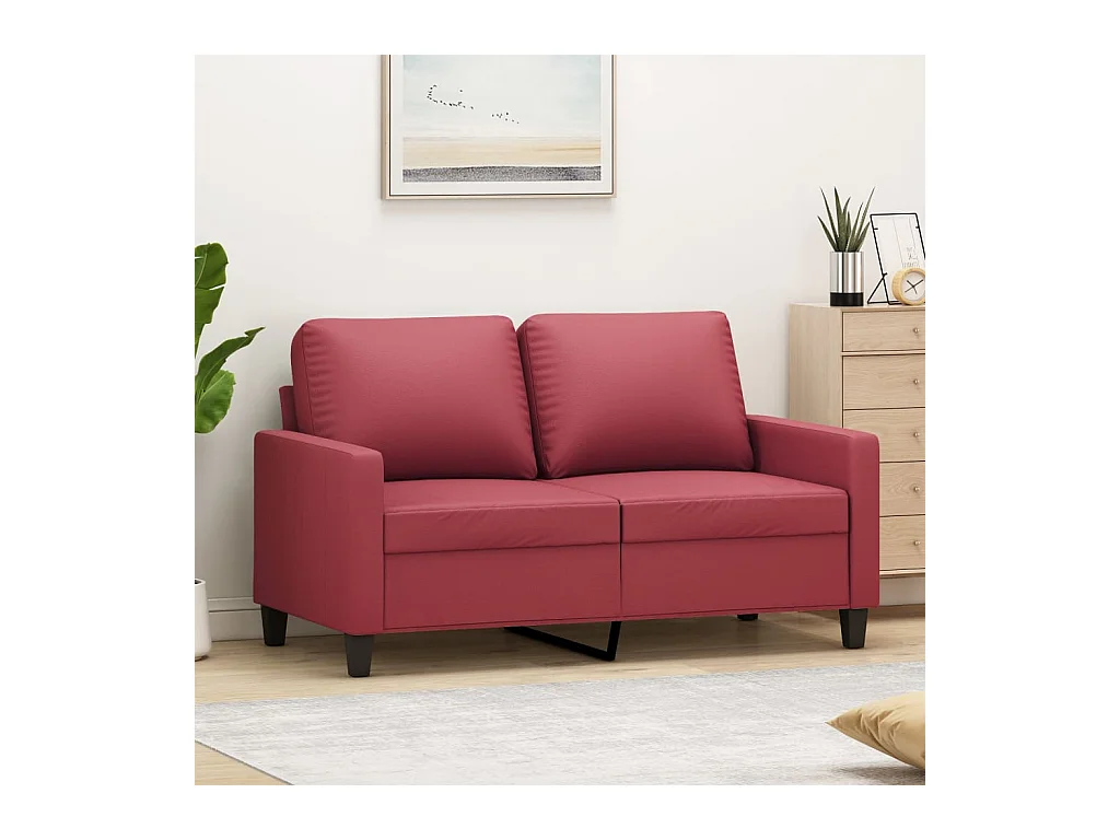 Canapé à 2 places Rouge bordeaux 120 cm Similicuir OLA6656