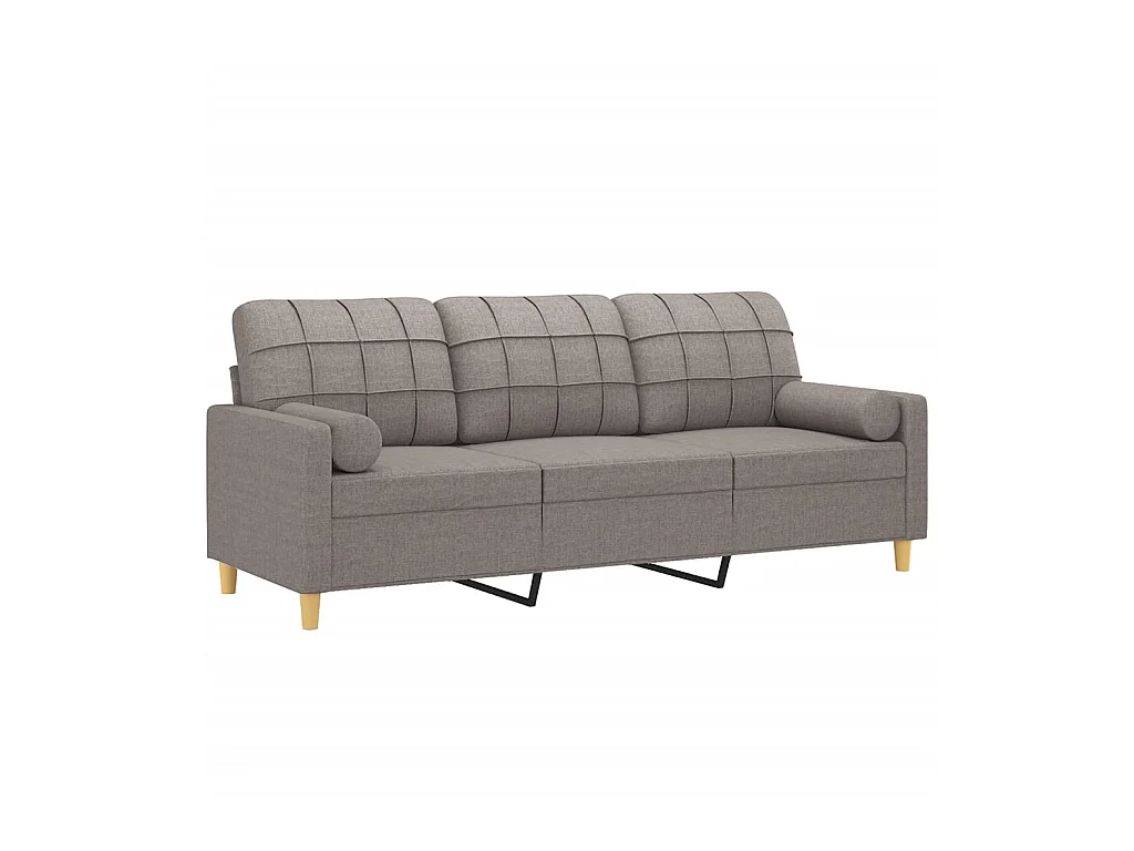 Canapé à 3 places avec oreillers décoratifs taupe 180 cm tissu OID9105