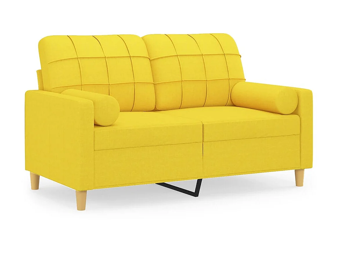 2-Sitzer-Sofa | Wohnzimmersofa mit Zierkissen Hellgelb 120 cm Stoff -gkd938842