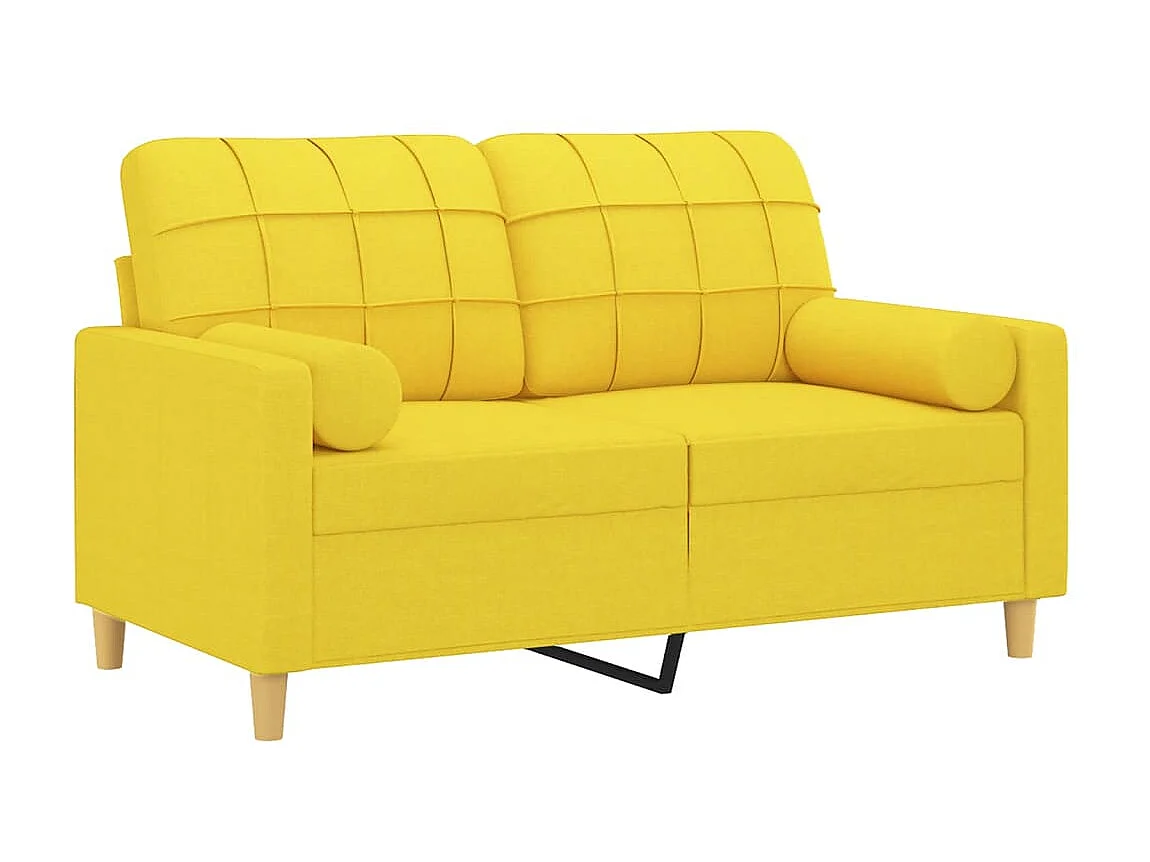 2-Sitzer-Sofa | Wohnzimmersofa mit Zierkissen Hellgelb 120 cm Stoff -gkd938842