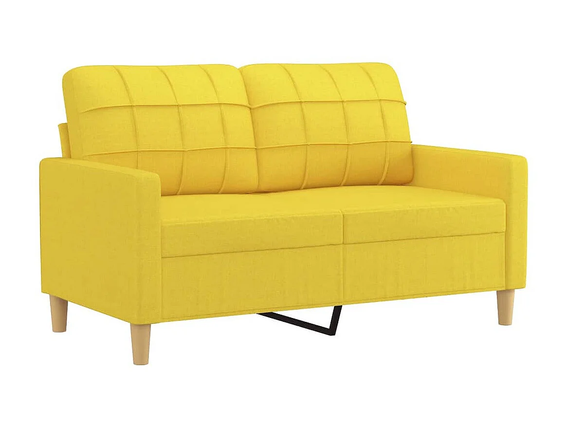 2-Sitzer-Sofa | Wohnzimmersofa mit Zierkissen Hellgelb 120 cm Stoff -gkd938842