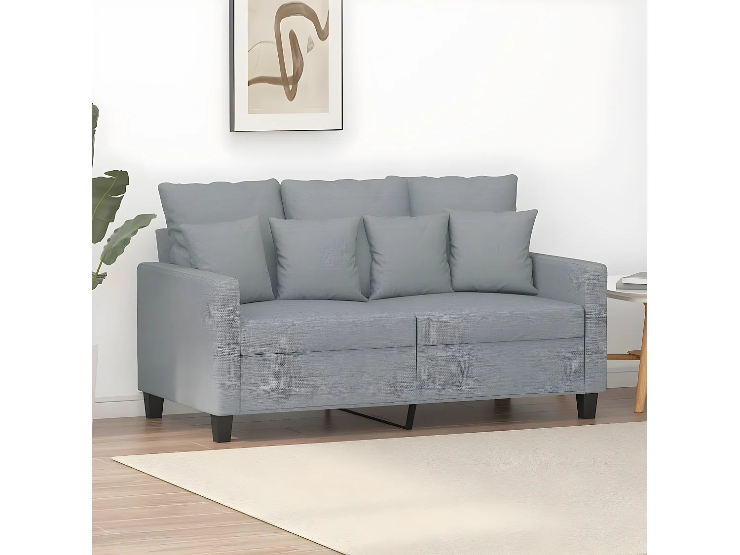 Canapé à 2 places Gris clair 120 cm Tissu LODW14100