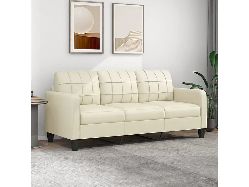 3-Sitzer-Sofa | Wohnzimmersofa Creme 180 cm Kunstleder -gkd894468