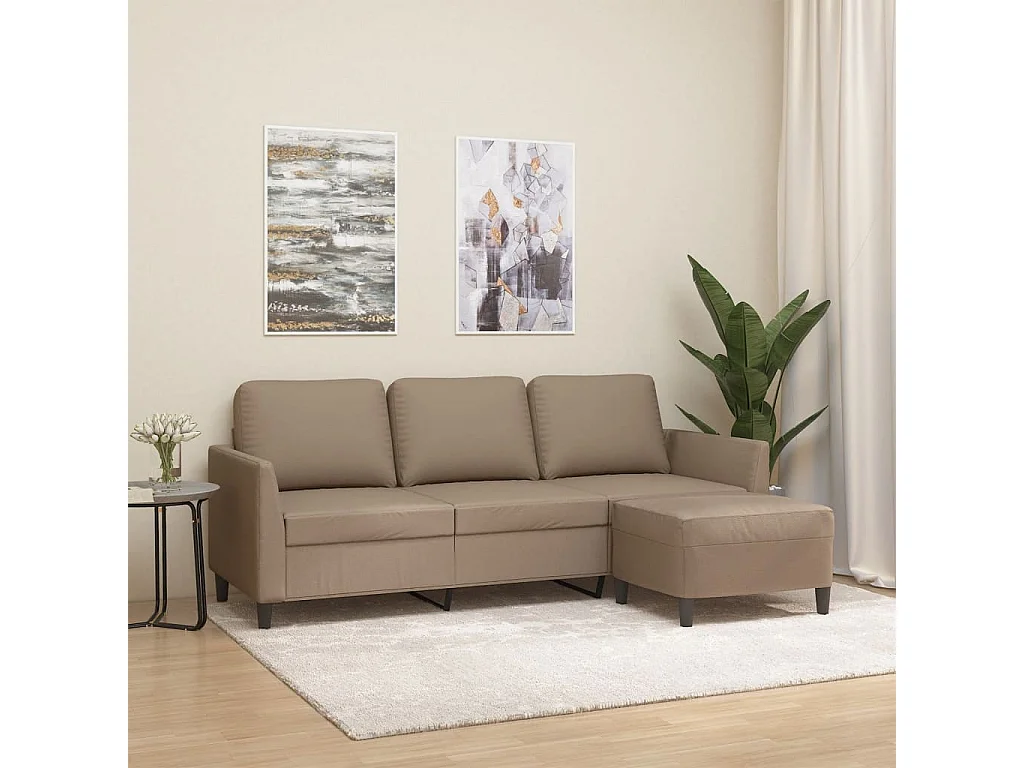 Canapé à 3 places avec repose-pieds Cappuccino 180cm Similicuir LODW75142