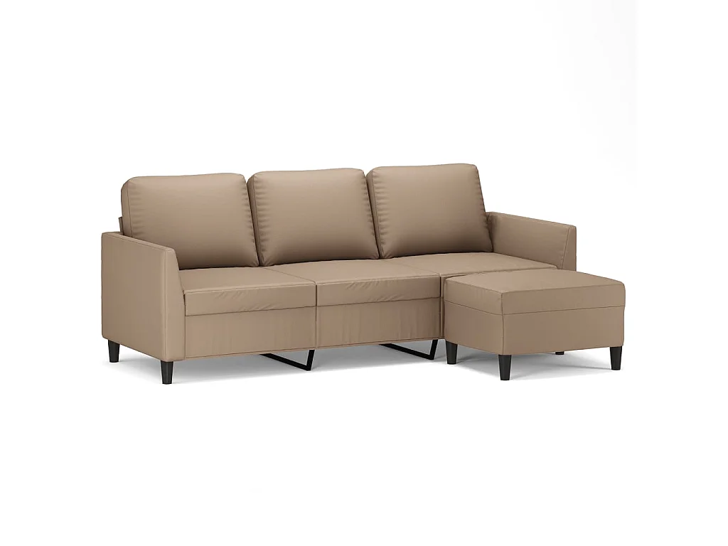 Canapé à 3 places avec repose-pieds Cappuccino 180cm Similicuir LODW75142
