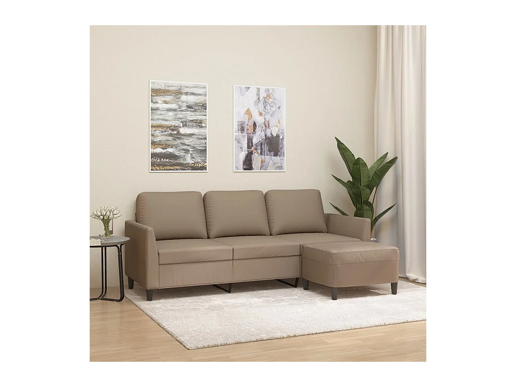 Canapé à 3 places avec repose-pieds Cappuccino 180cm Similicuir LODW75142