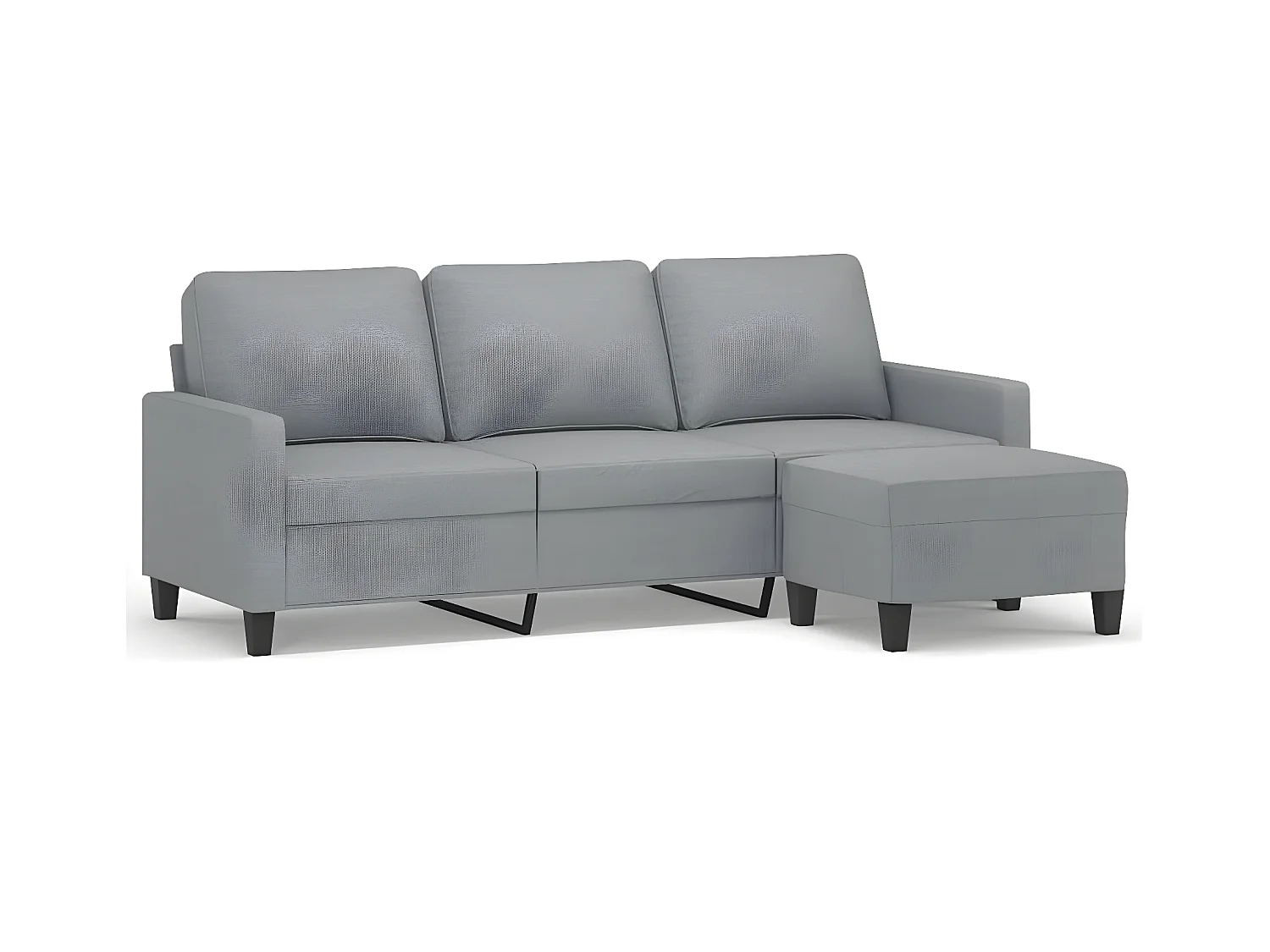 Canapé à 3 places avec repose-pieds Gris clair 180 cm Tissu OID3604