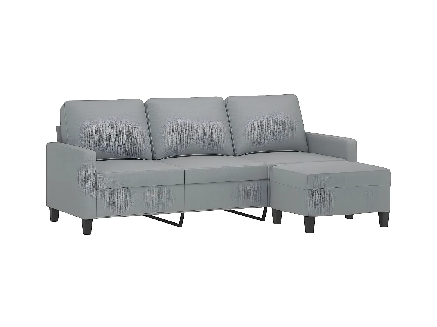 Canapé à 3 places avec repose-pieds Gris clair 180 cm Tissu OID3604