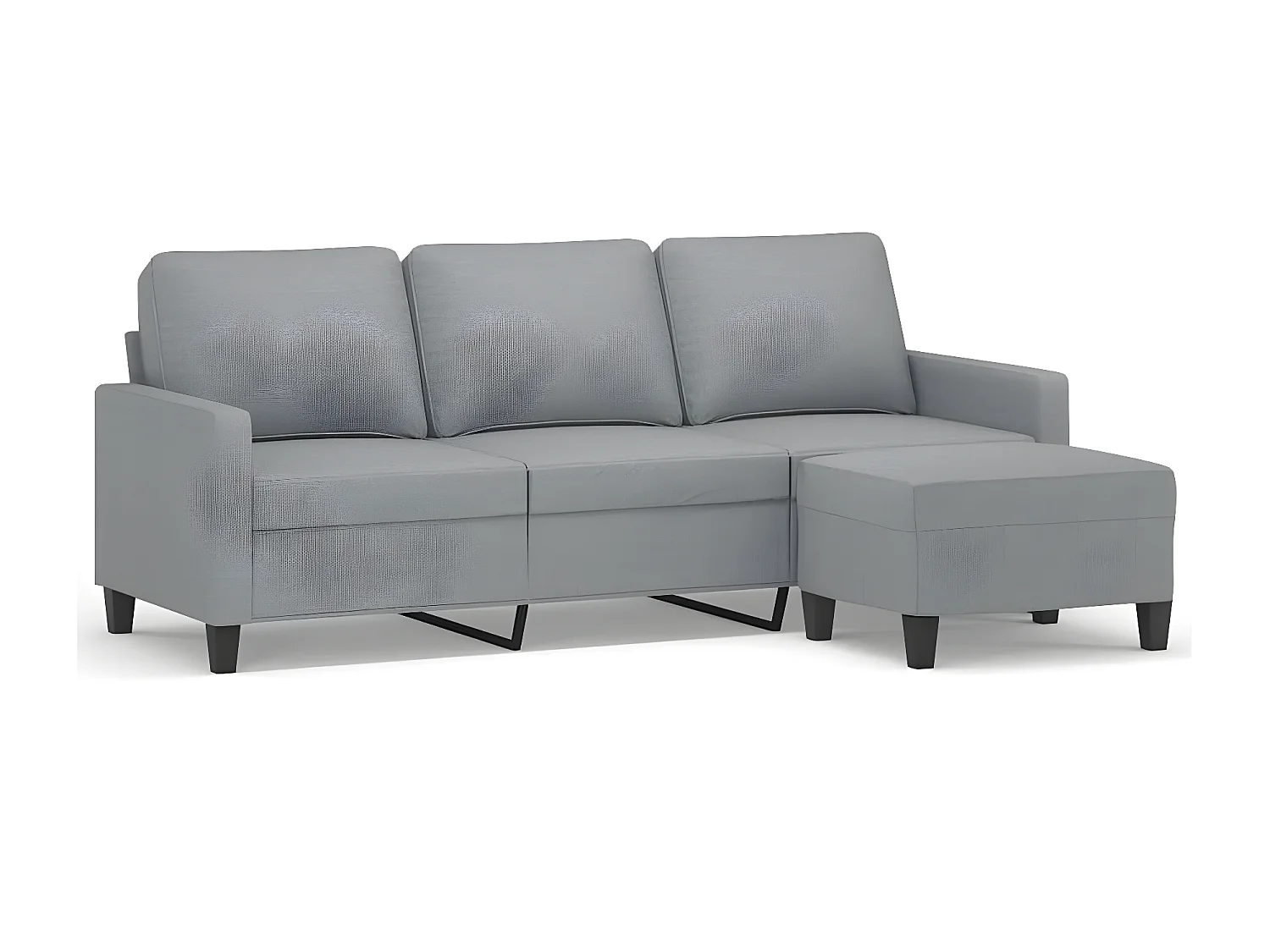 Driezitsbank met voetenbank 180 cm stof lichtgrijs NL980573