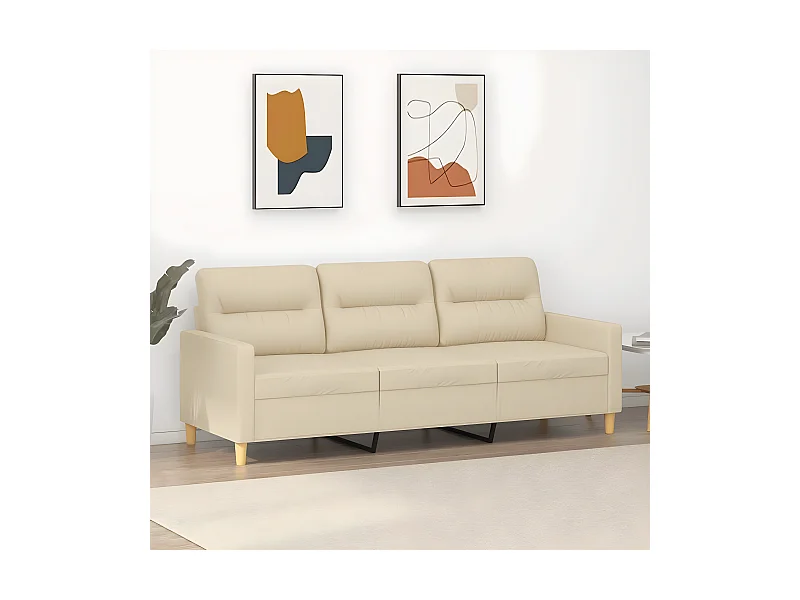 3-Sitzer-Sofa | Wohnzimmersofa Creme 180 cm Stoff -gkd822677
