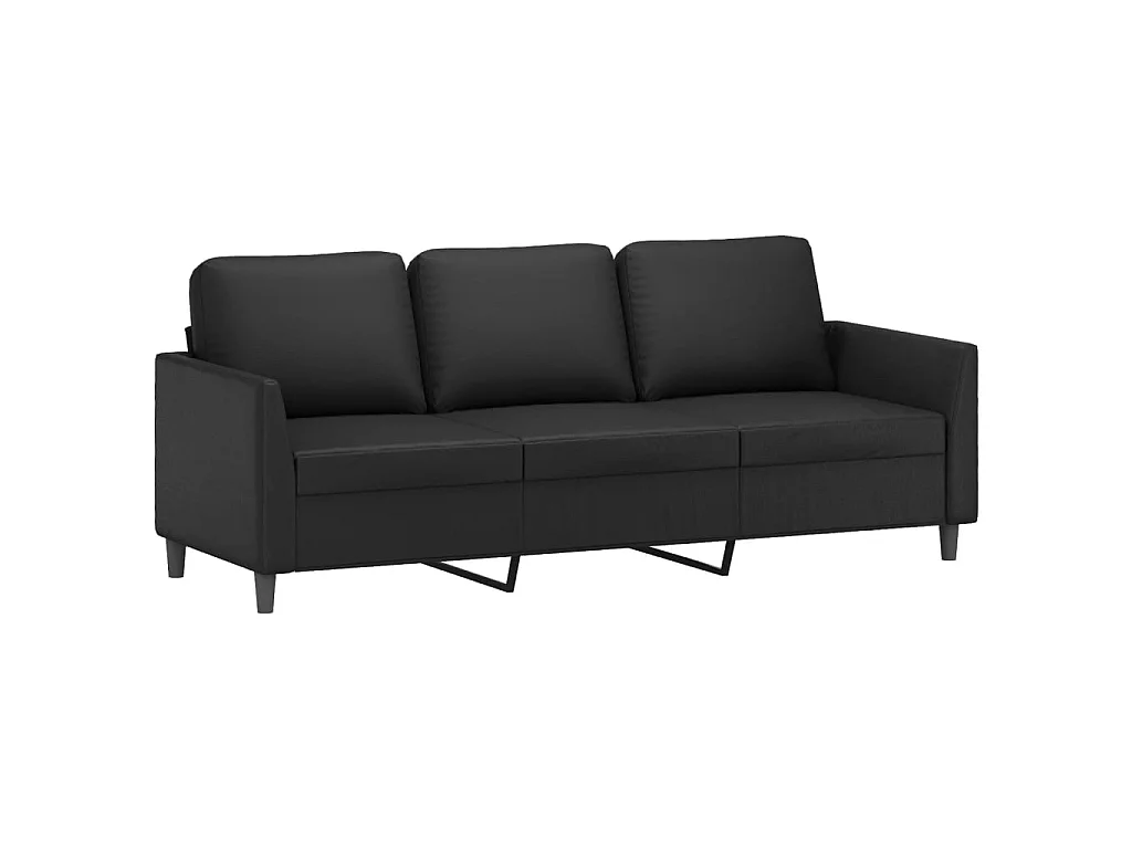 Canapé à 3 places avec repose-pieds Noir 180 cm Similicuir LODW41420
