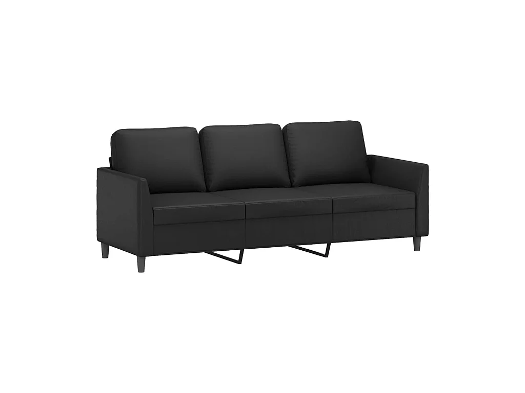 3-Sitzer-Sofa | Wohnzimmersofa mit Hocker Schwarz 180 cm Kunstleder -gkd989273