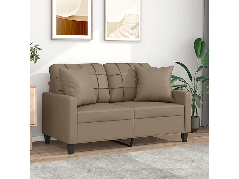 2-Sitzer-Sofa | Wohnzimmersofa mit Zierkissen Cappuccino-Braun 120 cm Kunstleder -gkd640387