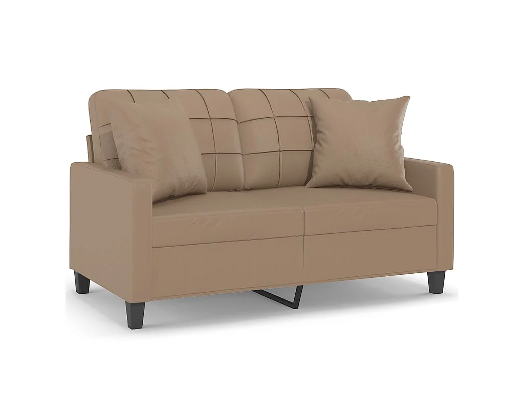 Canapé à 2 places avec oreillers cappuccino 120 cm similicuir OID6122