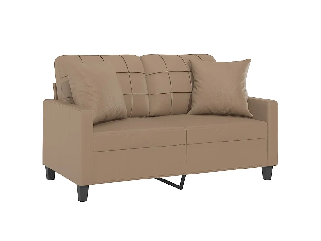 Canapé à 2 places avec oreillers cappuccino 120 cm similicuir OID6122