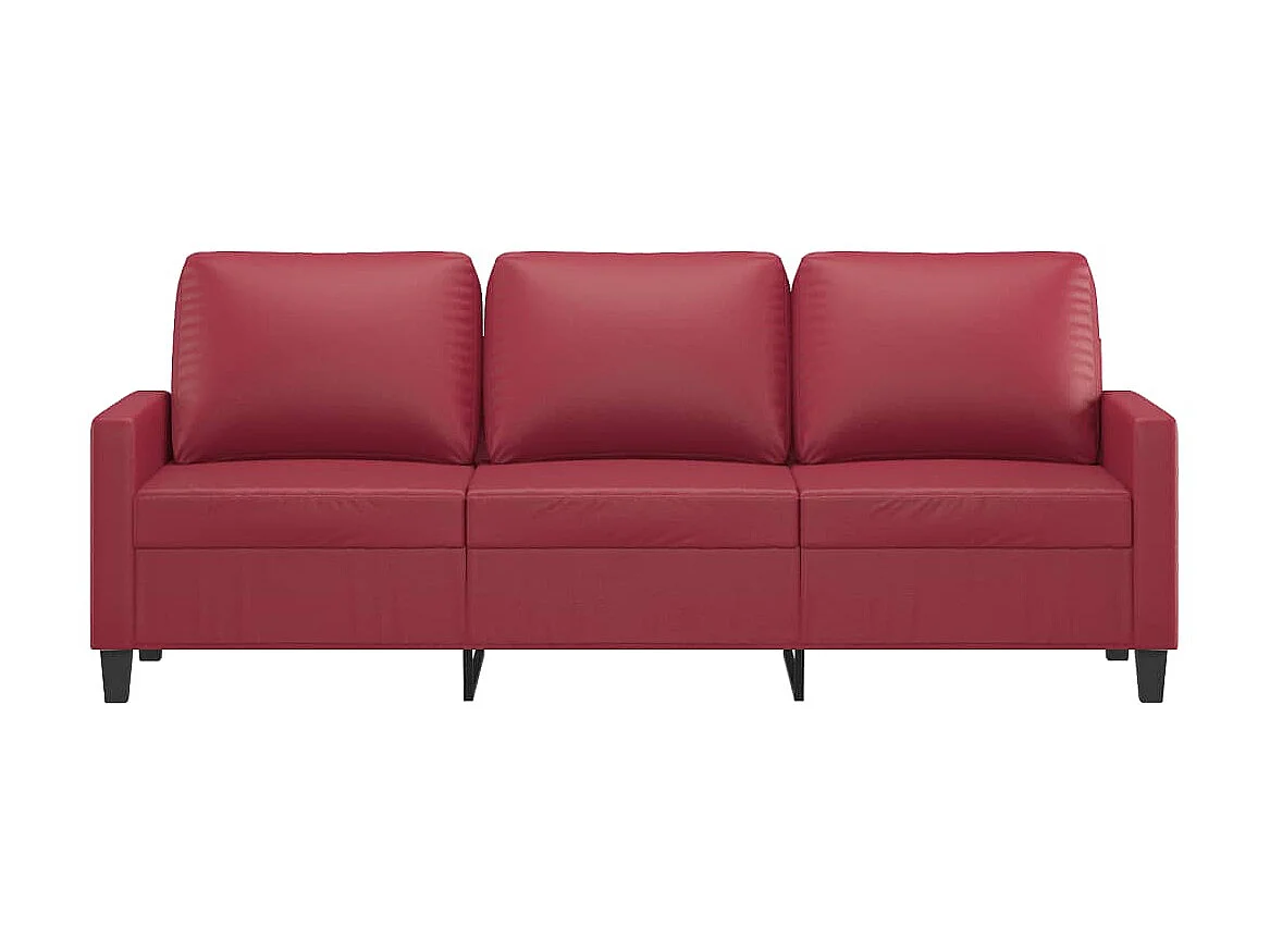 Sofá de 3 plazas de cuero sintético rojo vino 180 cm ES85523