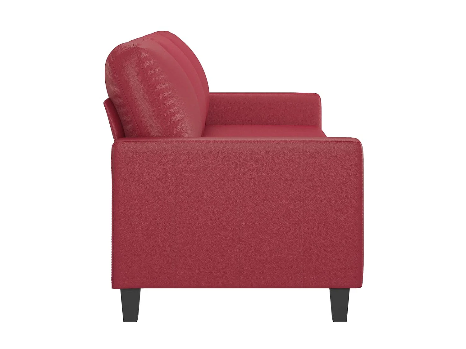 Sofá de 3 plazas de cuero sintético rojo vino 180 cm ES85523