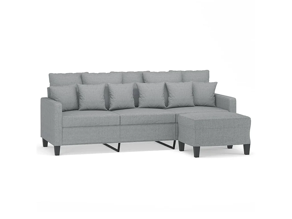 Canapé à 3 places avec repose-pieds Gris clair 180 cm Tissu LODW58045