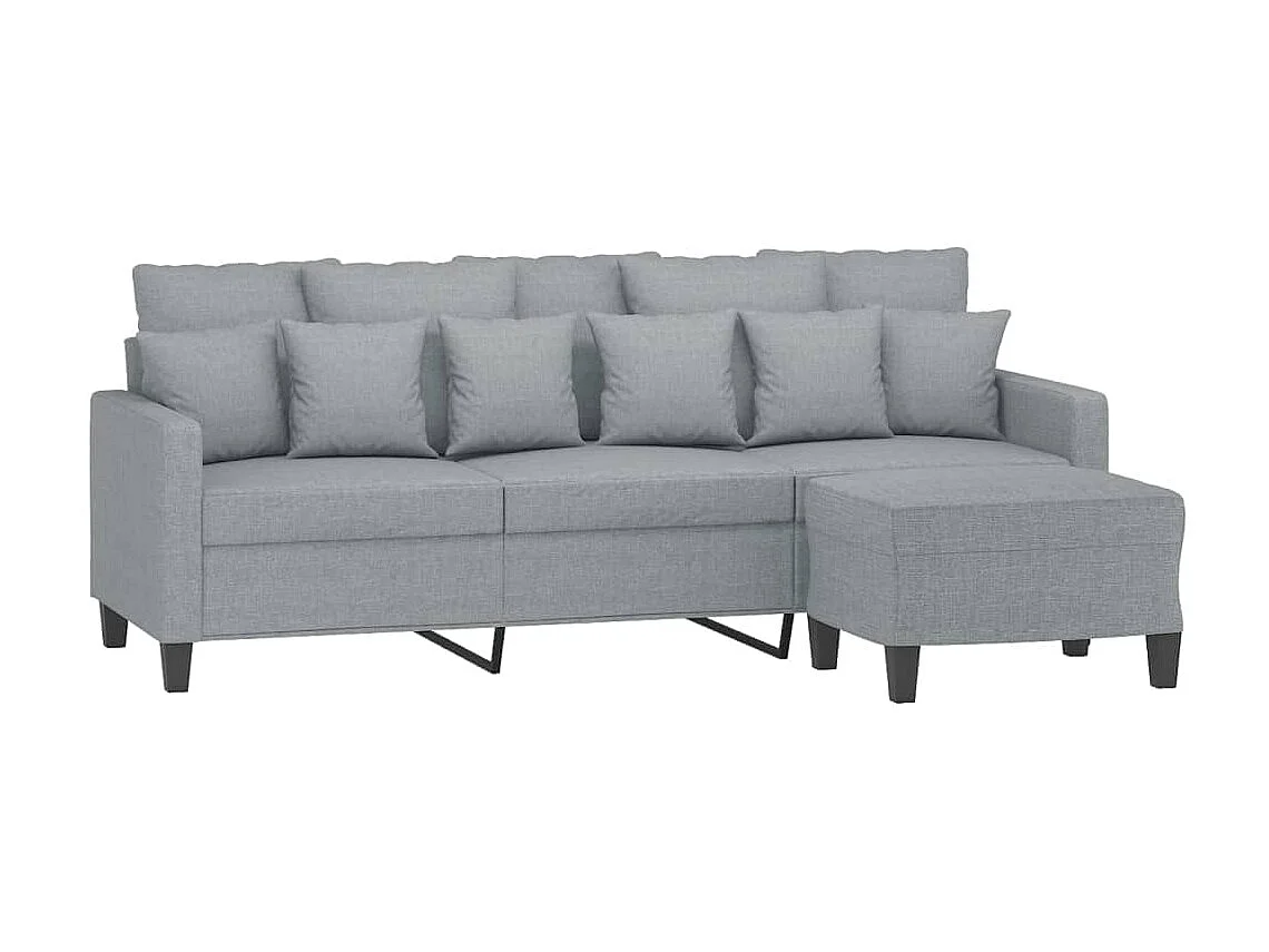 Canapé à 3 places avec repose-pieds Gris clair 180 cm Tissu LODW58045