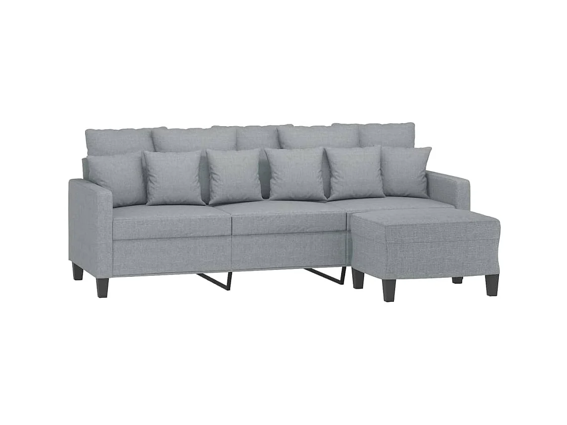Canapé à 3 places avec repose-pieds Gris clair 180 cm Tissu LODW58045