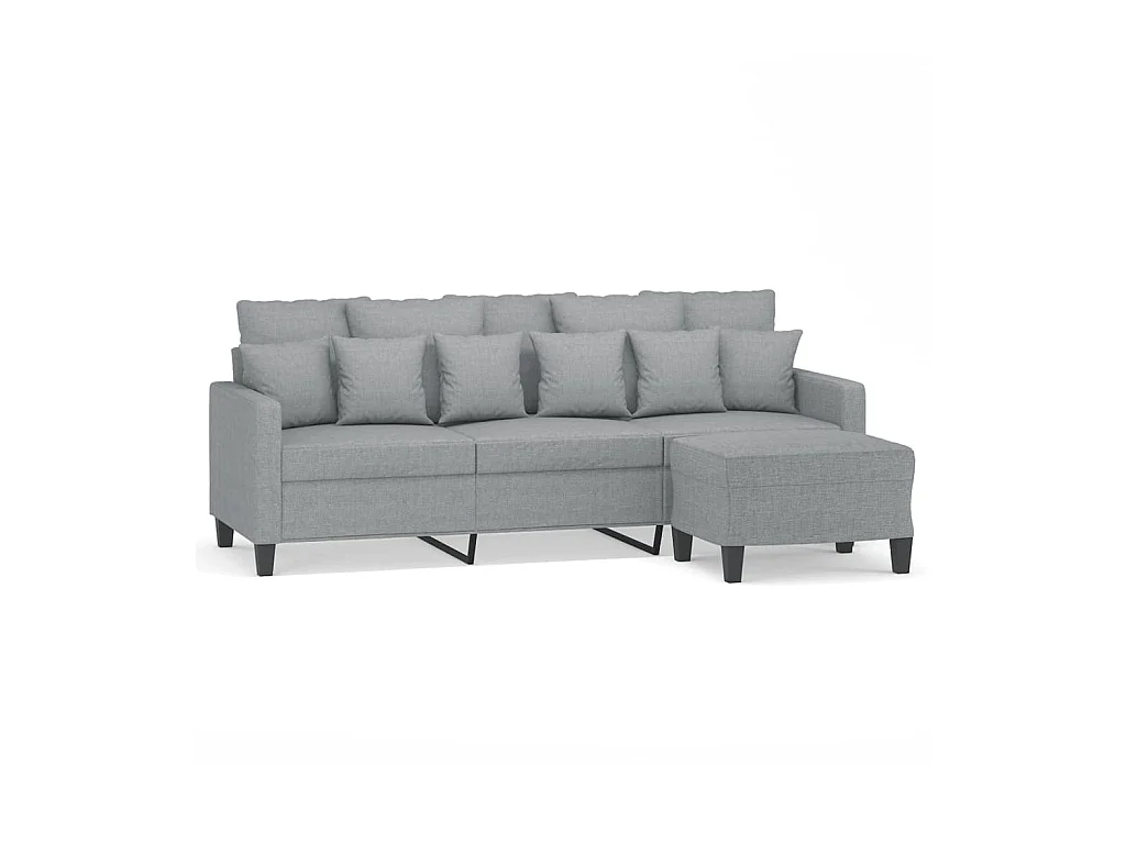 Canapé à 3 places avec repose-pieds Gris clair 180 cm Tissu LODW58045