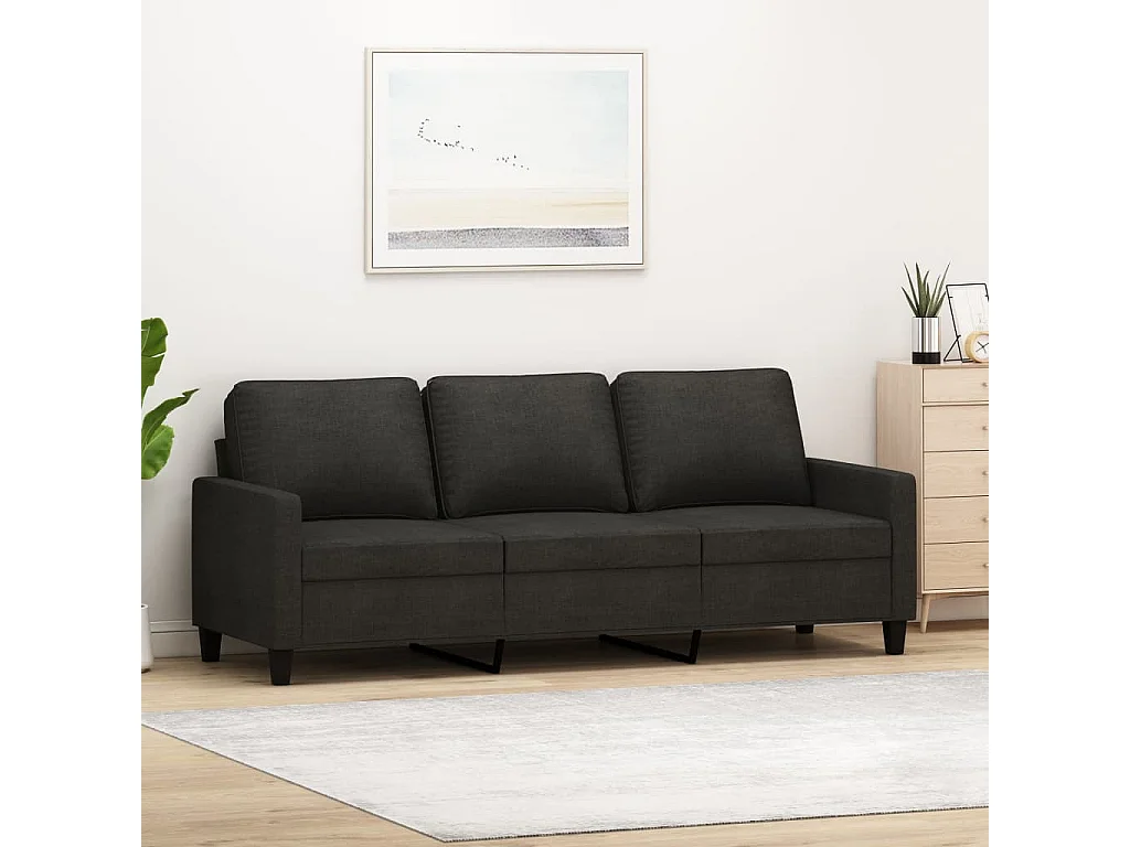 Canapé à 3 places Noir 180 cm Tissu LODW27996