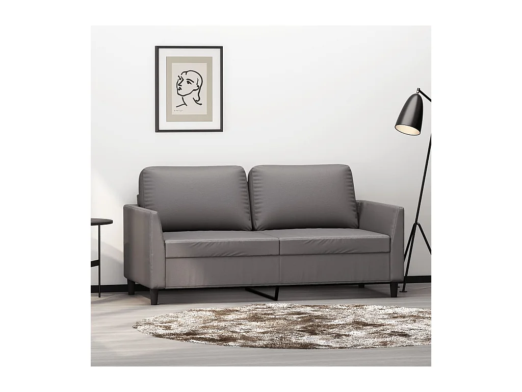 Canapé à 2 places Gris 140 cm Similicuir LODW32006