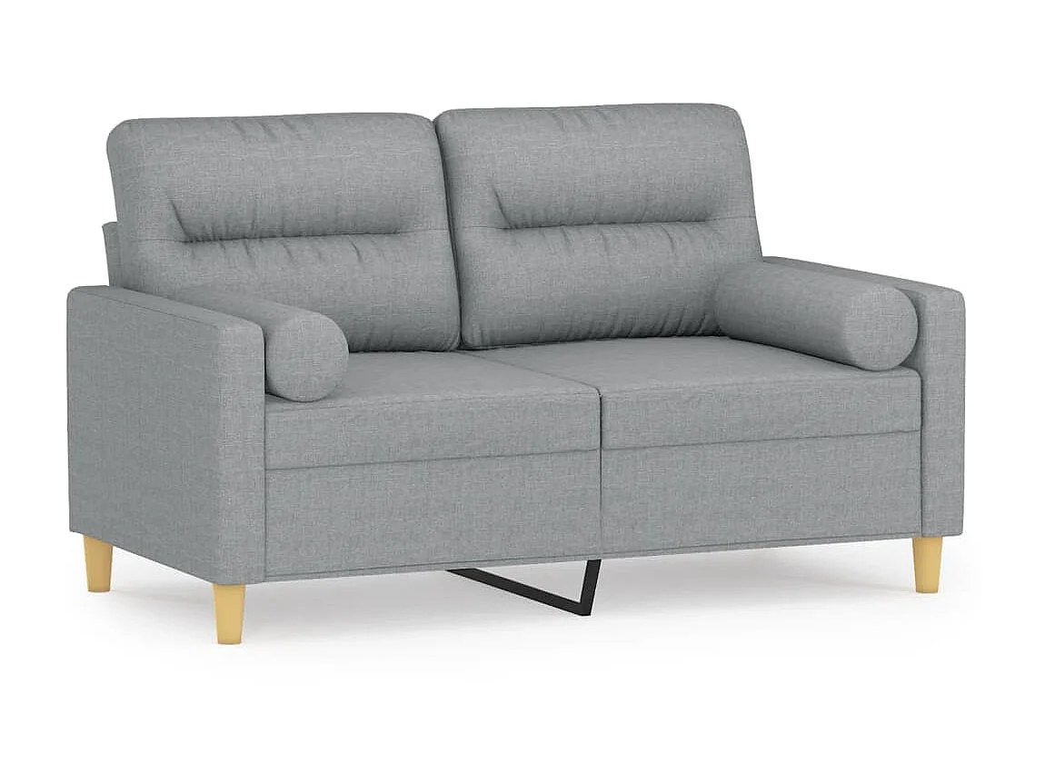 Canapé à 2 places avec oreillers gris clair 120 cm tissu OLA7763