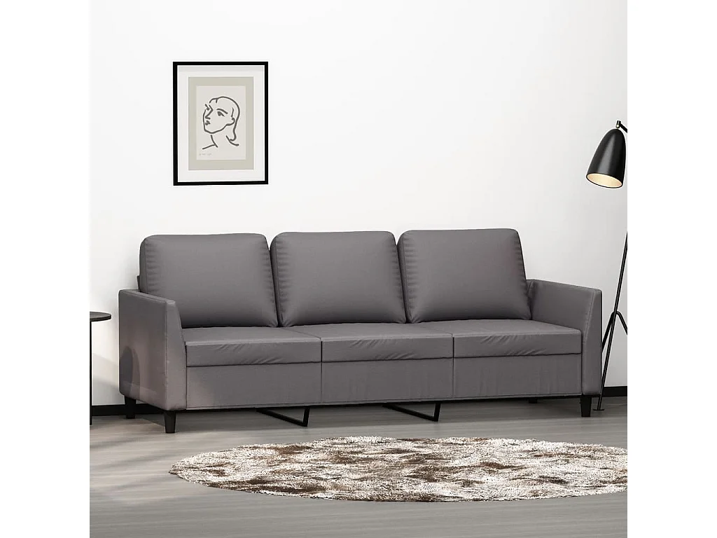 Sofá de 3 plazas de cuero sintético gris 180 cm ES55046