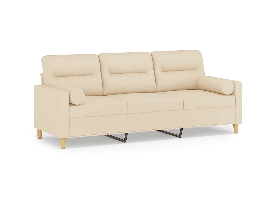 Canapé à 3 places avec oreillers décoratifs crème 180 cm tissu OLA4871