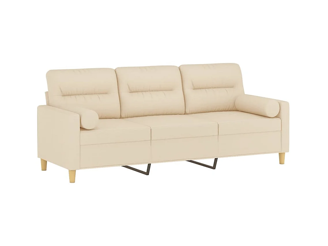 Canapé à 3 places avec oreillers décoratifs crème 180 cm tissu OLA4871