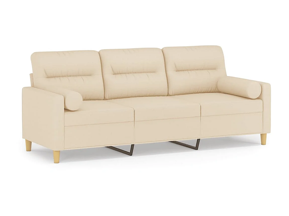 Canapé à 3 places avec oreillers décoratifs crème 180 cm tissu OLA4871