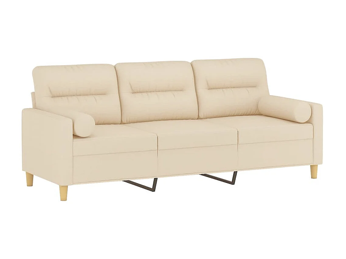 Canapé à 3 places avec oreillers décoratifs crème 180 cm tissu OLA4871