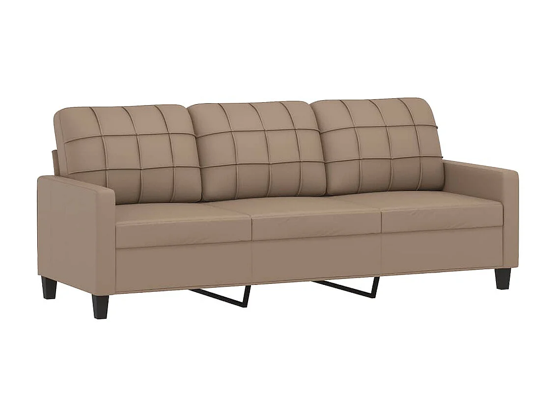 Canapé à 3 places avec repose-pieds Cappuccino 180cm Similicuir OID4798