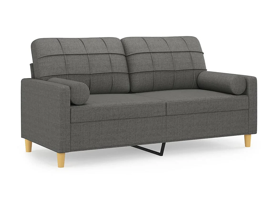 2-Sitzer-Sofa | Wohnzimmersofa mit Zierkissen Dunkelgrau 140 cm Stoff -gkd622215