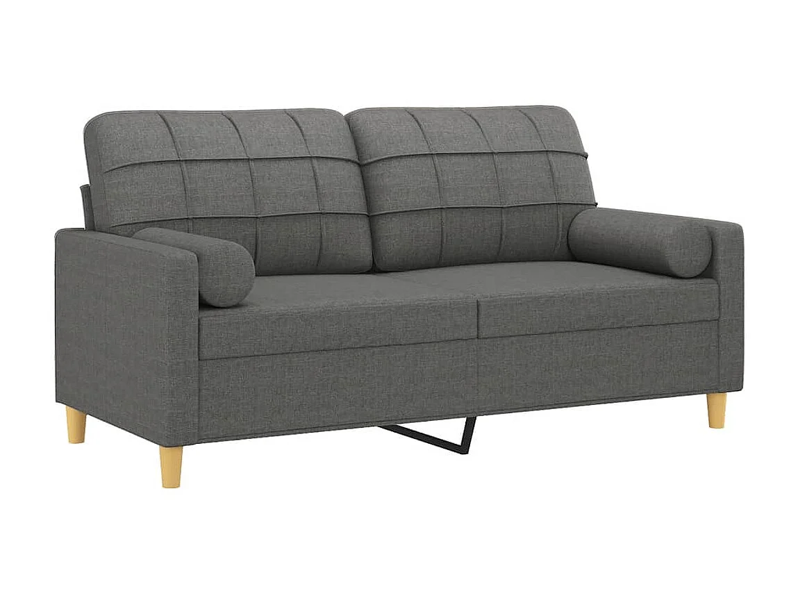 2-Sitzer-Sofa | Wohnzimmersofa mit Zierkissen Dunkelgrau 140 cm Stoff -gkd622215