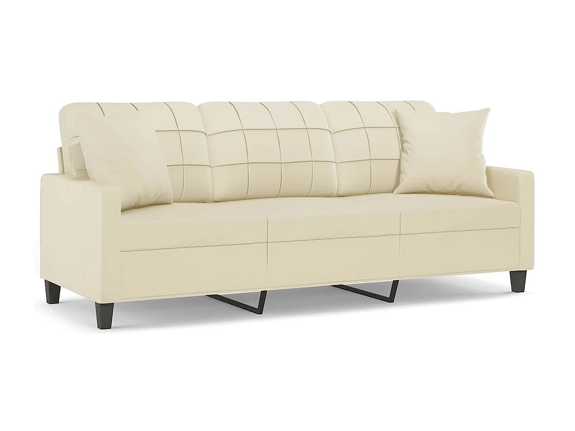 Canapé à 3 places avec oreillers crème 180 cm similicuir OID2535