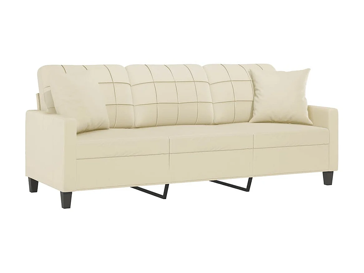 Canapé à 3 places avec oreillers crème 180 cm similicuir OID2535