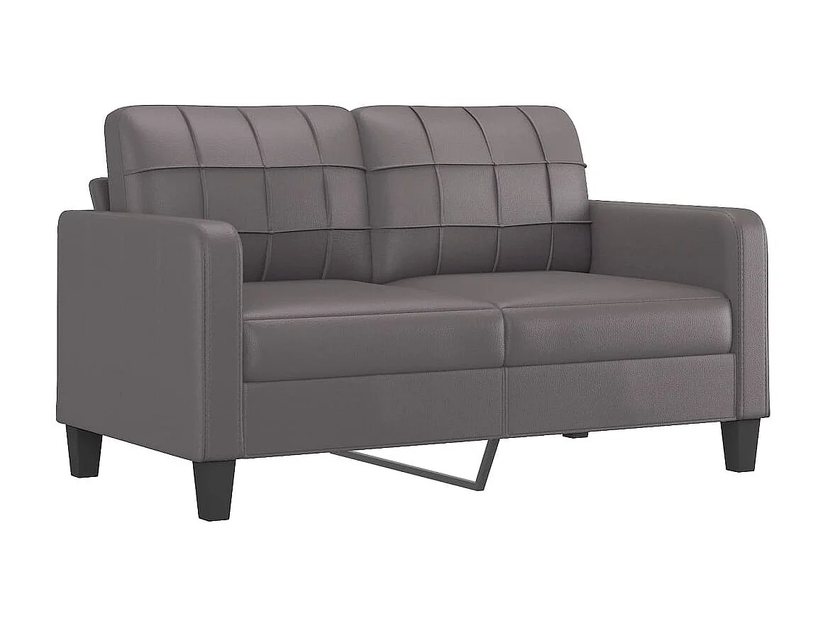 Canapé à 2 places avec oreillers décoratifs gris 140cm similicuir OID8028